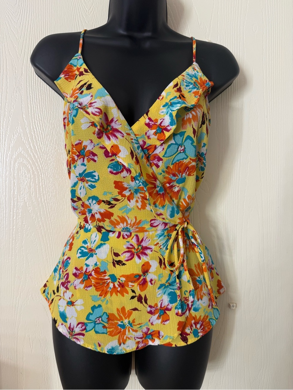 Monteau Yellow Floral Wrap Camisole